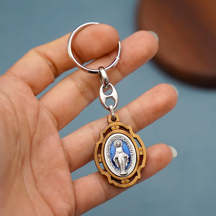 Christianartworkshop Enamel Double-Sided Miraculous Medal & Virgin Mary Keychain: Gleaming Symbol of Hope and Restoration - image 4