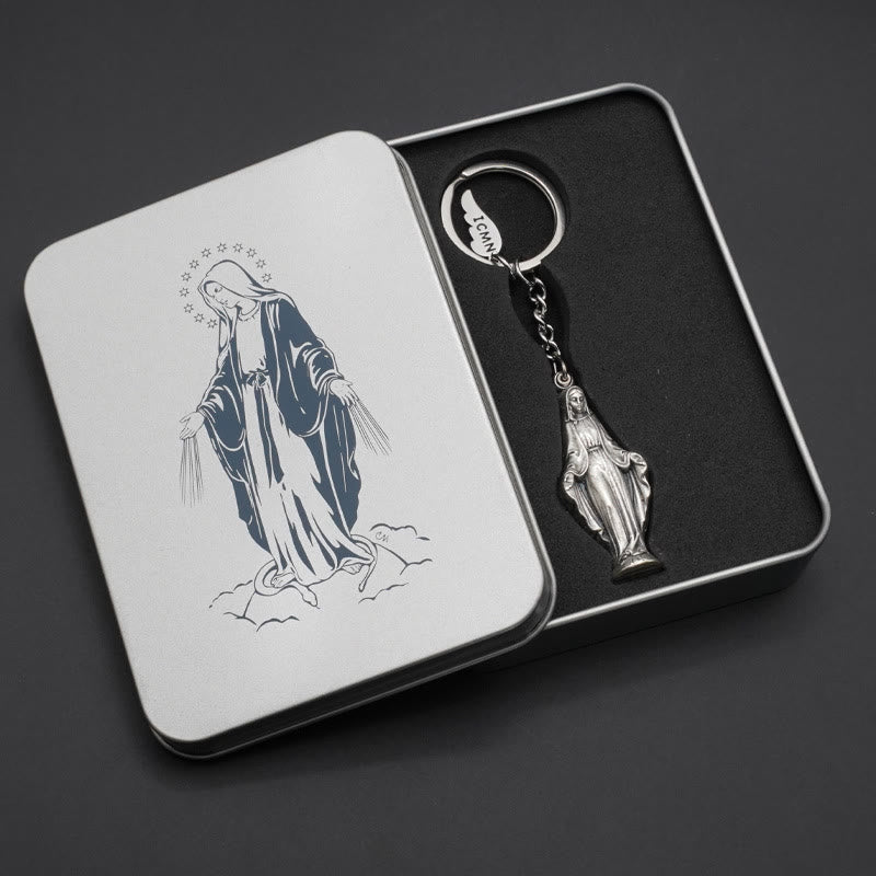 Christianartworkshop Slide - Open Virgin Mary & Miraculous Medal Keychain: Memento of Mary's Devotion