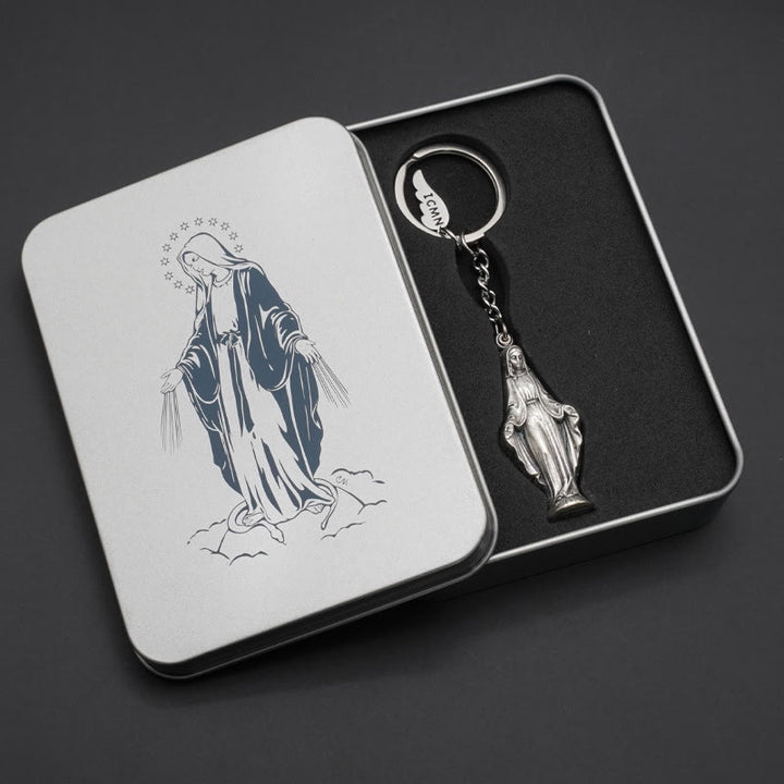 Christianartworkshop Slide - Open Virgin Mary & Miraculous Medal Keychain: Memento of Mary's Devotion