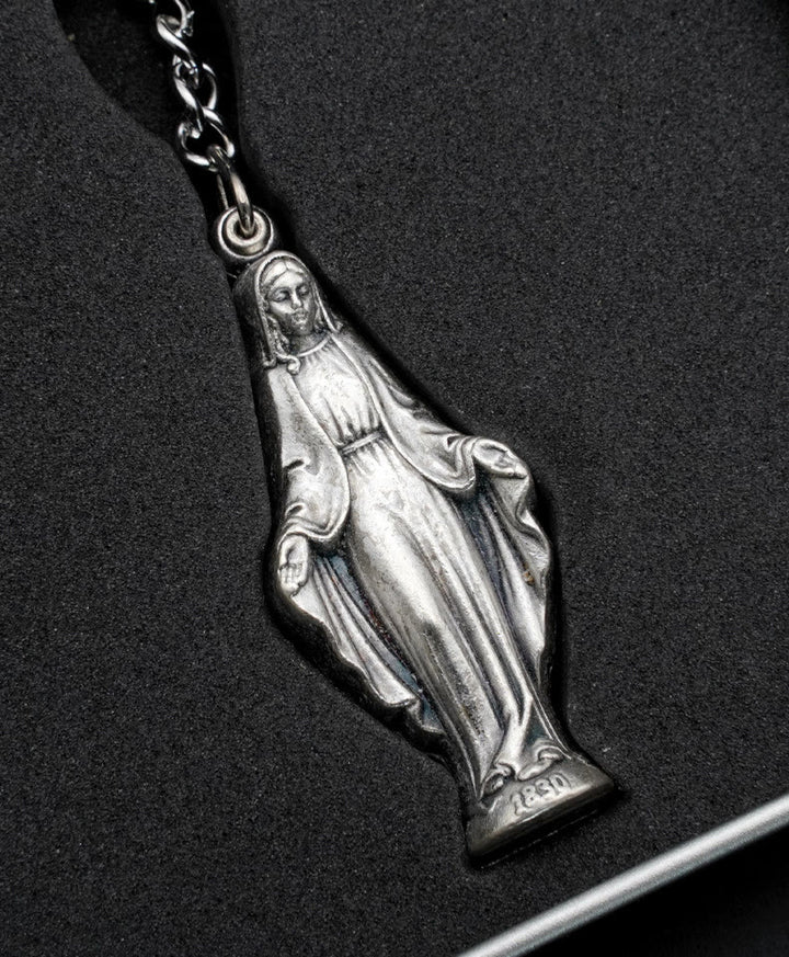 Christianartworkshop Slide - Open Virgin Mary & Miraculous Medal Keychain: Memento of Mary's Devotion