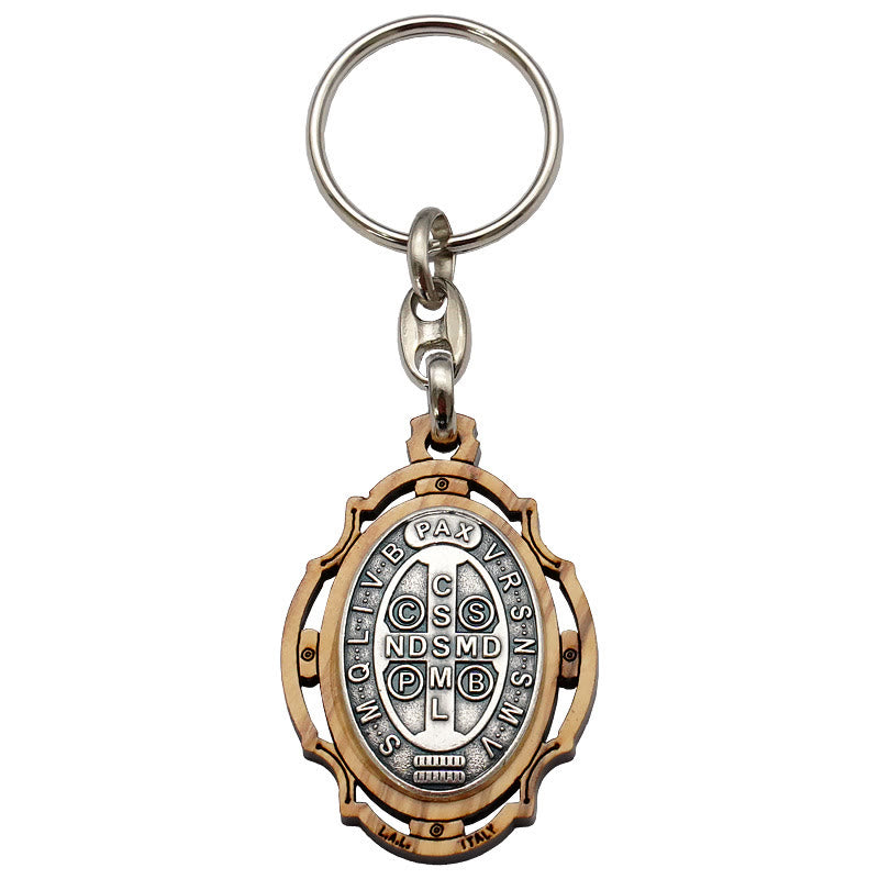Christianartworkshop Wooden Crafted St. Benedict Medal Keychain: Contemporary Badge of Spiritual Defense - image 6
