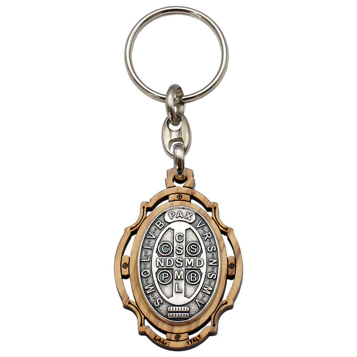 Christianartworkshop Wooden Crafted St. Benedict Medal Keychain: Contemporary Badge of Spiritual Defense - image 6