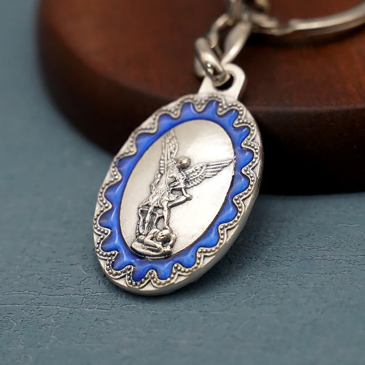 Christianartworkshop Vintage Enamel Crafted St. Michael Archangel Keychain: A Timeless Emblem of Spiritual Fortitude - image 4
