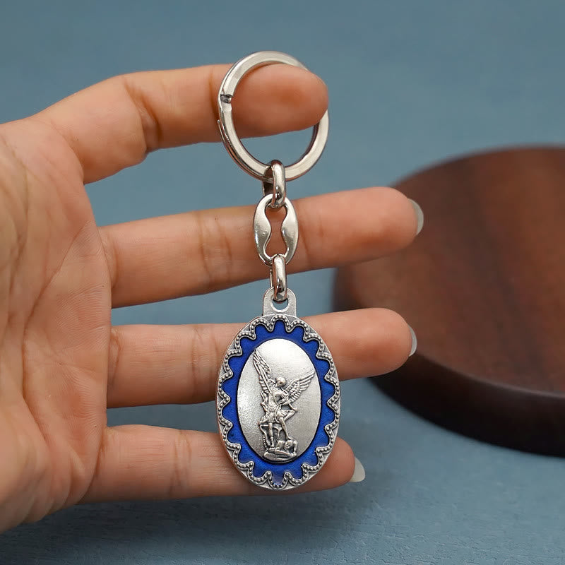 Christianartworkshop Vintage Enamel Crafted St. Michael Archangel Keychain: A Timeless Emblem of Spiritual Fortitude - image 6