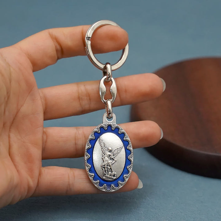 Christianartworkshop Vintage Enamel Crafted St. Michael Archangel Keychain: A Timeless Emblem of Spiritual Fortitude - image 6