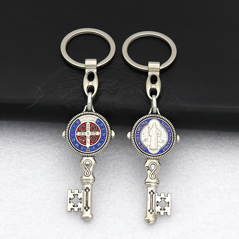 Christianartworkshop Exquisite Enamel - Inlaid St. Benedict & Cross Keychain: Memento of Divine Grace - Blue (A) - image 13