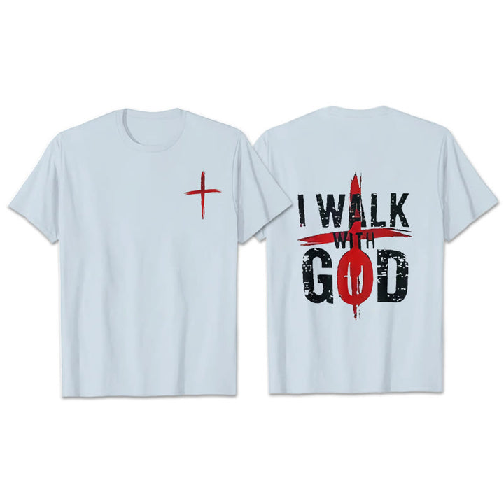 Christianartworkshop I'll Walk With God T-Shirt - Blue - 2XL - image 10