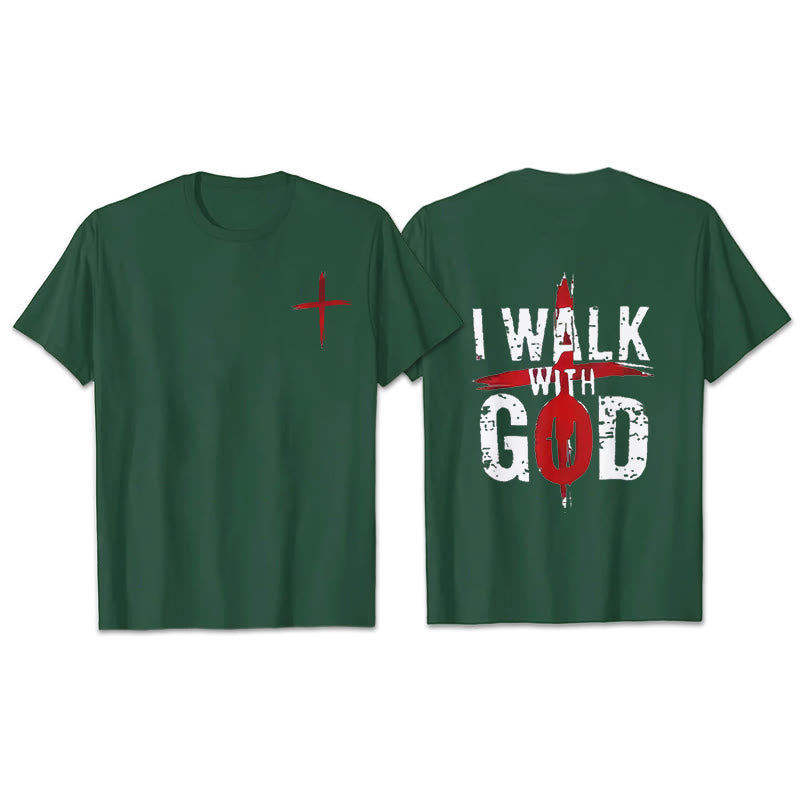 Christianartworkshop I'll Walk With God T-Shirt - Dark Green - 2XL - image 19