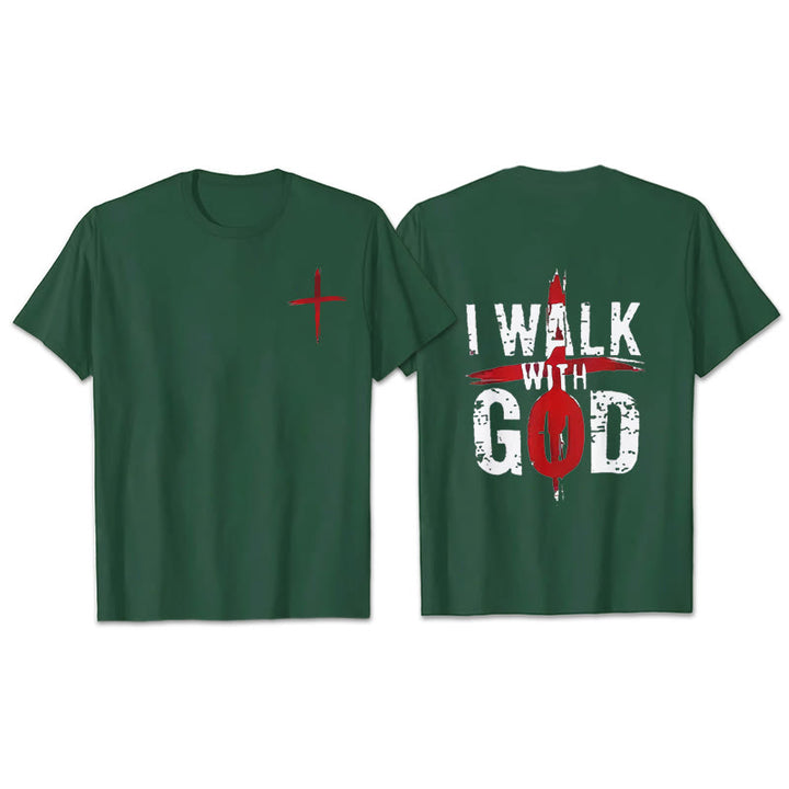 Christianartworkshop I'll Walk With God T-Shirt - Dark Green - 2XL - image 19
