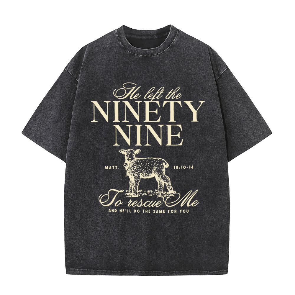 Christianartworkshop He Left The 99 To Rescues Me Unisex Washed T-Shirt - Black - 5XL - image 4