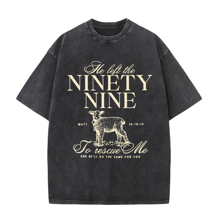 Christianartworkshop He Left The 99 To Rescues Me Unisex Washed T-Shirt - Black - 5XL - image 4