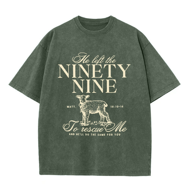 Christianartworkshop He Left The 99 To Rescues Me Unisex Washed T-Shirt - Army Green - 5XL - image 1
