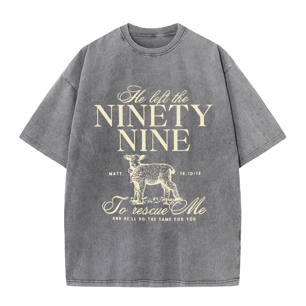 Christianartworkshop He Left The 99 To Rescues Me Unisex Washed T-Shirt - Grey - 5XL - image 7