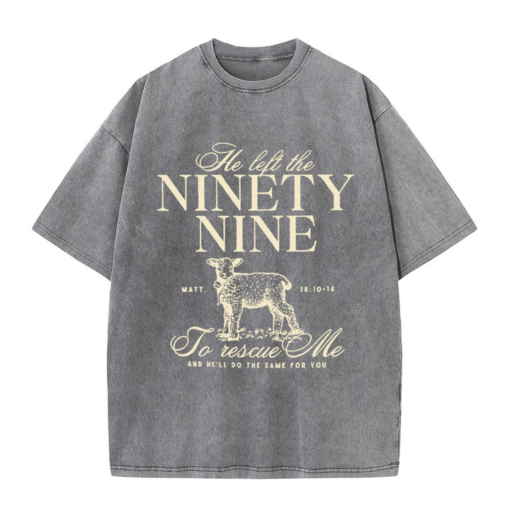 Christianartworkshop He Left The 99 To Rescues Me Unisex Washed T-Shirt - Grey - 5XL - image 7