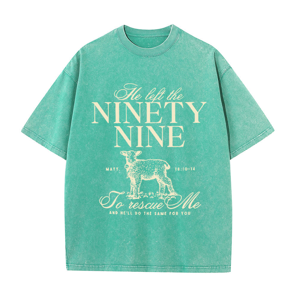 Christianartworkshop He Left The 99 To Rescues Me Unisex Washed T-Shirt - Green - 5XL - image 11
