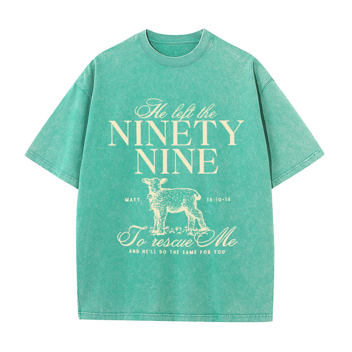 Christianartworkshop He Left The 99 To Rescues Me Unisex Washed T-Shirt - Green - 5XL - image 11