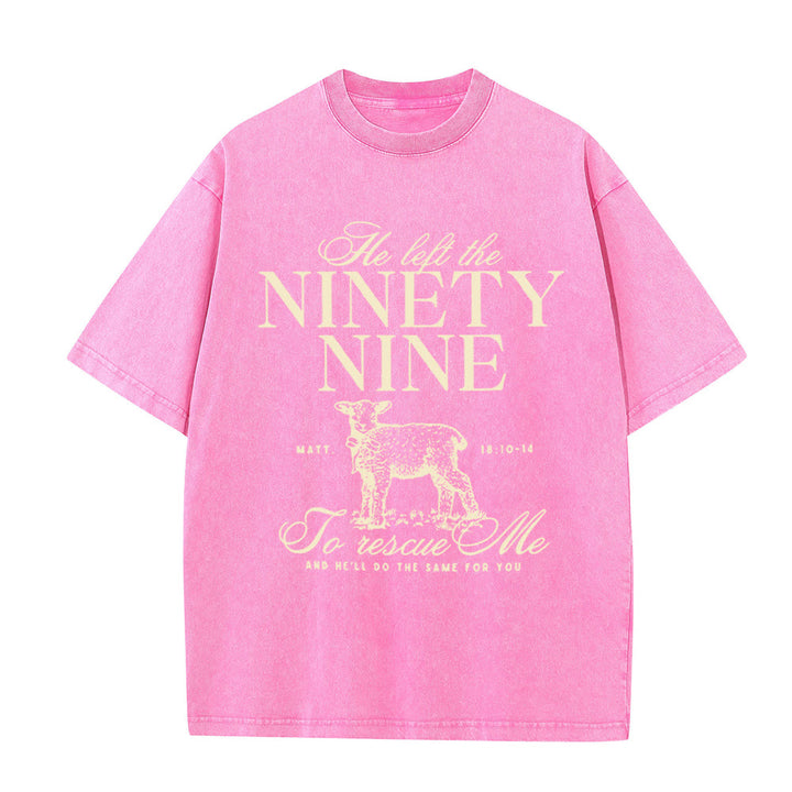Christianartworkshop He Left The 99 To Rescues Me Unisex Washed T-Shirt - Pink - 5XL - image 12