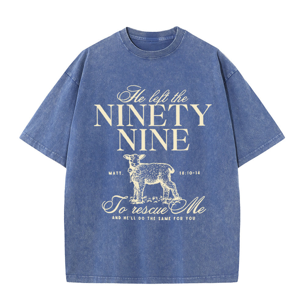 Christianartworkshop He Left The 99 To Rescues Me Unisex Washed T-Shirt - Blue - 5XL - image 10