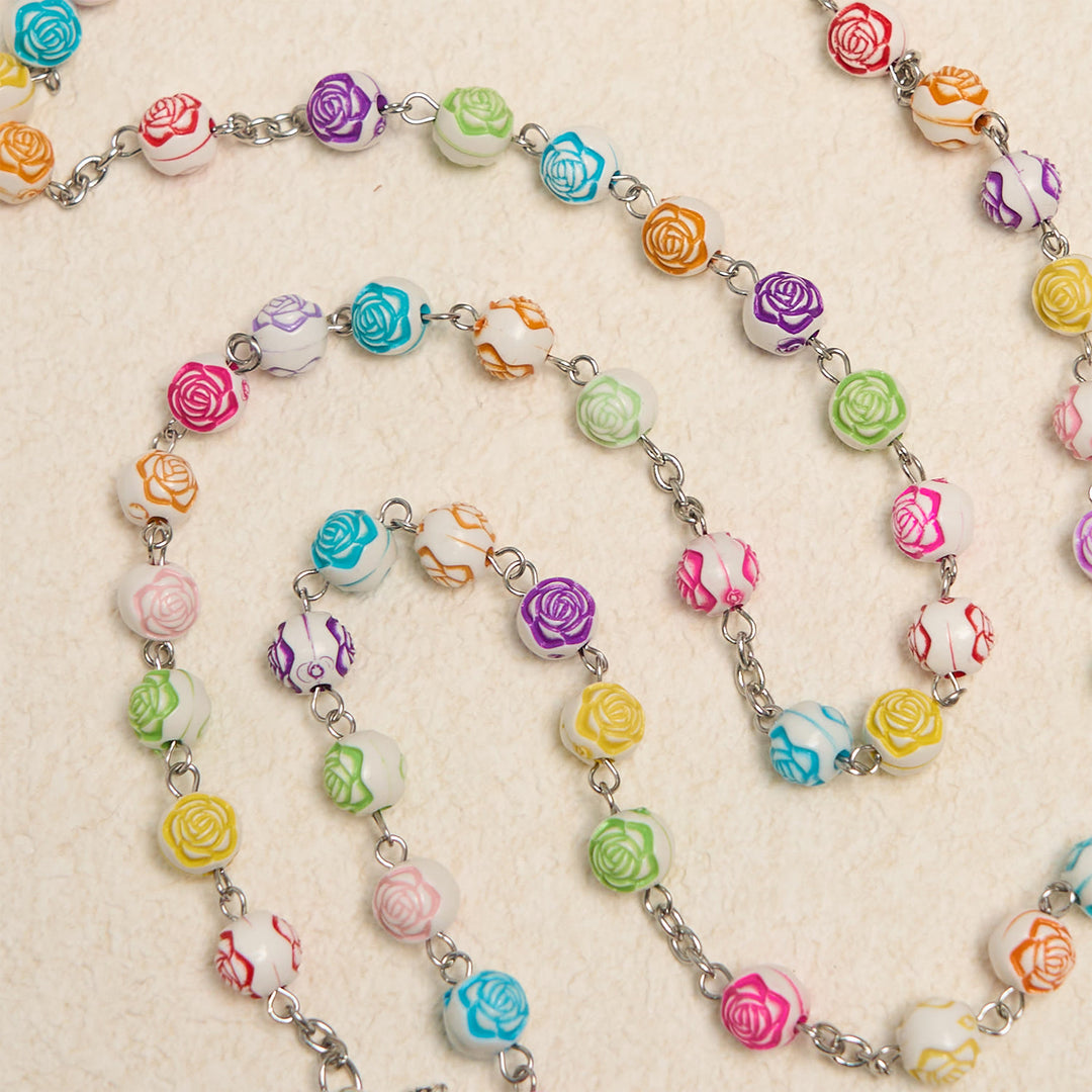 Christianartworkshop Multicolor Rose Beads with Virgin Mary Medal & Crucifix Rosary: Sacred Palette of Love - image 6