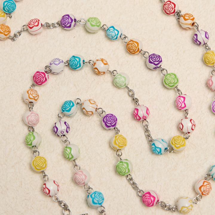 Christianartworkshop Multicolor Rose Beads with Virgin Mary Medal & Crucifix Rosary: Sacred Palette of Love - image 6