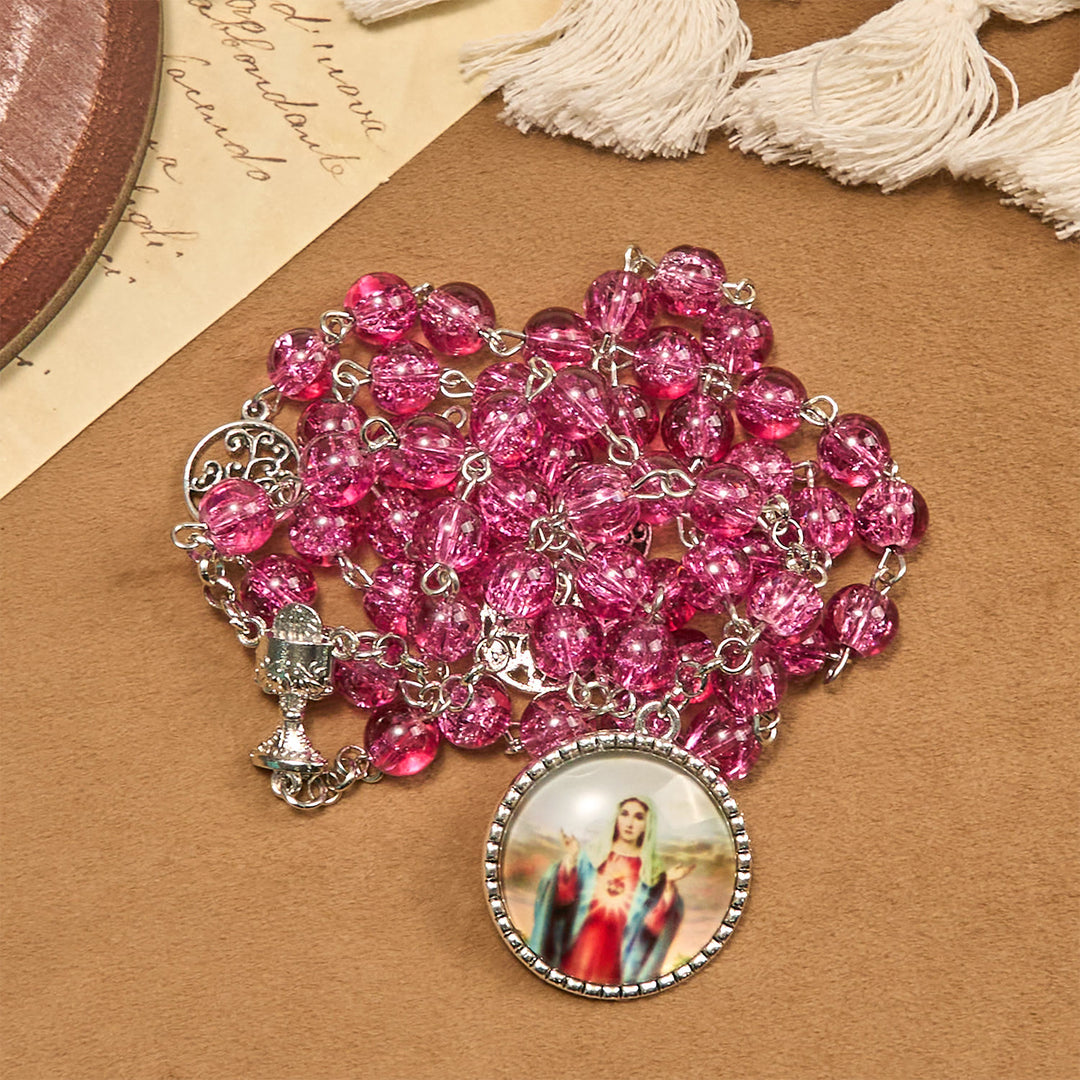 FREE Today: Pink Glass Rosary Adorned with Our Lady of Guadalupe: A Love - Filled Blessing
