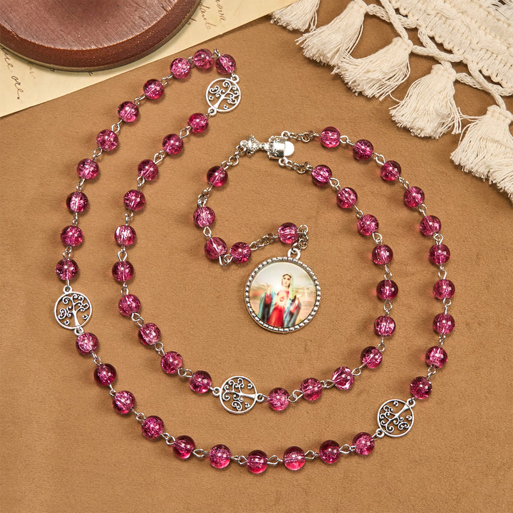 FREE Today: Pink Glass Rosary Adorned with Our Lady of Guadalupe: A Love - Filled Blessing