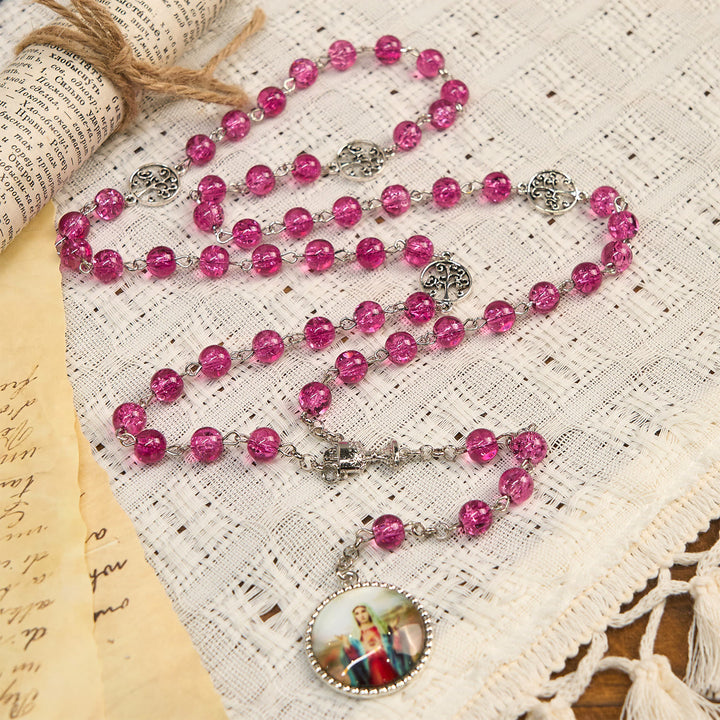 FREE Today: Pink Glass Rosary Adorned with Our Lady of Guadalupe: A Love - Filled Blessing