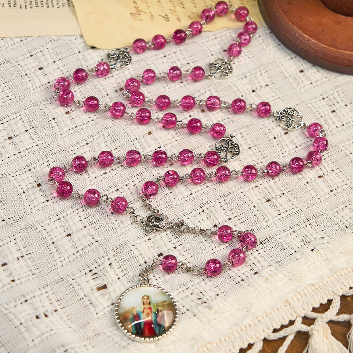 FREE Today: Pink Glass Rosary Adorned with Our Lady of Guadalupe: A Love - Filled Blessing