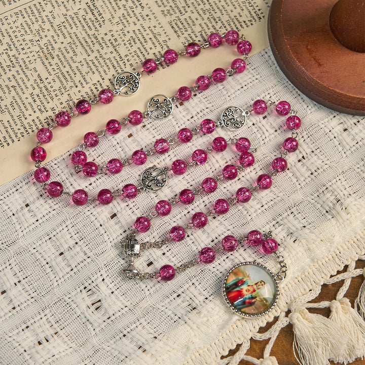 FREE Today: Pink Glass Rosary Adorned with Our Lady of Guadalupe: A Love - Filled Blessing
