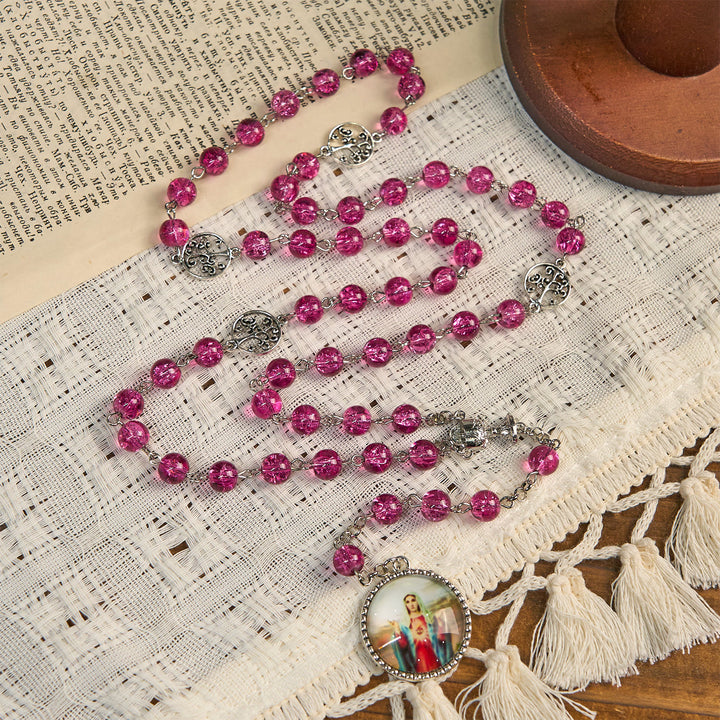 FREE Today: Pink Glass Rosary Adorned with Our Lady of Guadalupe: A Love - Filled Blessing