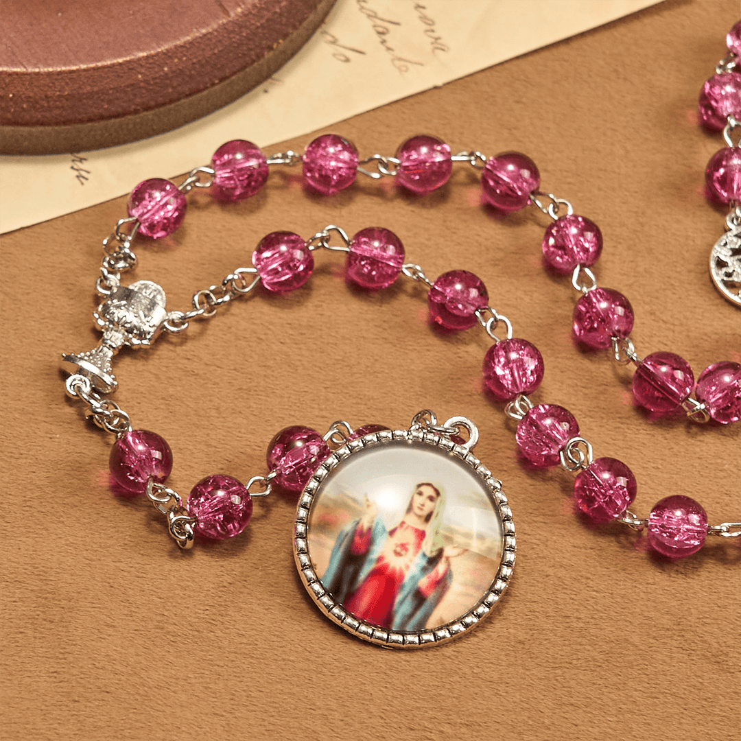 FREE Today: Pink Glass Rosary Adorned with Our Lady of Guadalupe: A Love - Filled Blessing