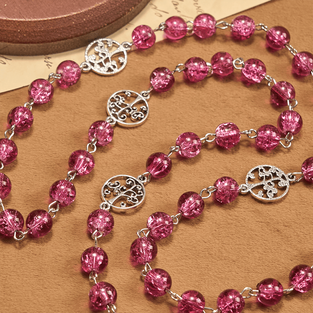 FREE Today: Pink Glass Rosary Adorned with Our Lady of Guadalupe: A Love - Filled Blessing