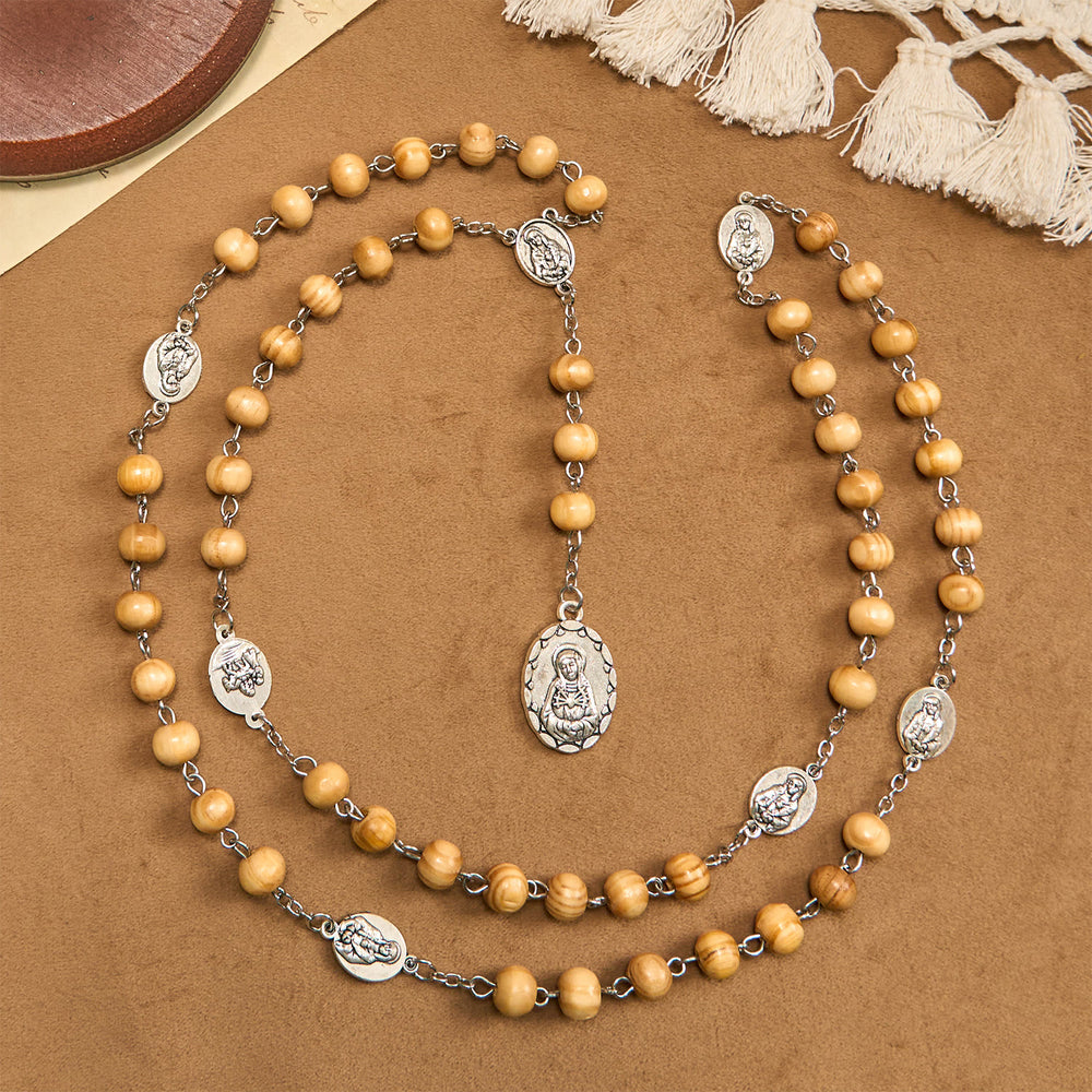 Christianartworkshop Olive Wood Rosary Featuring Our Lady Medal: Divine Devotion in Every Bead - image 2