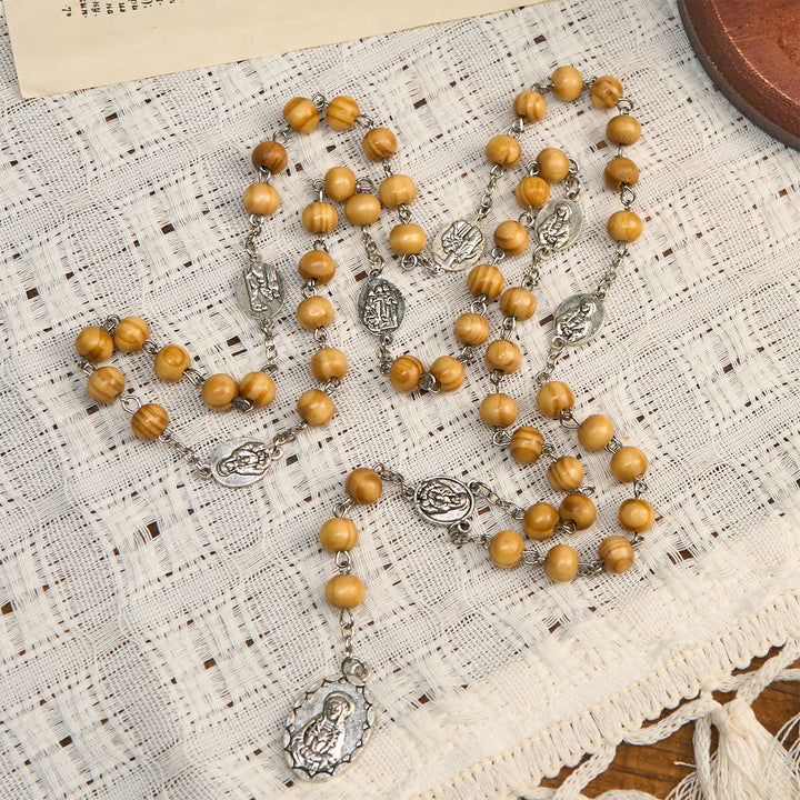 Christianartworkshop Olive Wood Rosary Featuring Our Lady Medal: Divine Devotion in Every Bead - Our Lady - image 1