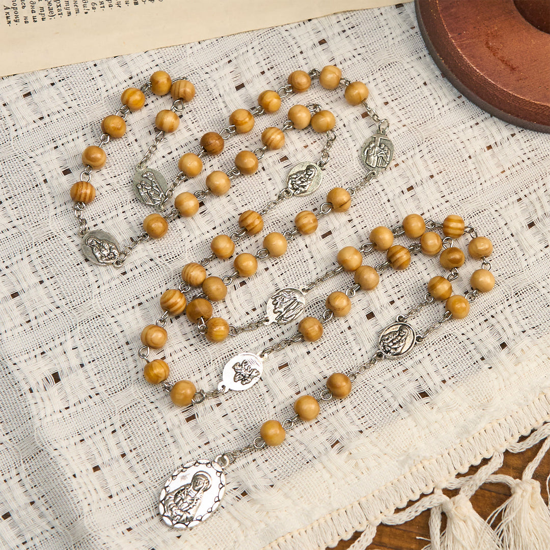 Christianartworkshop Olive Wood Rosary Featuring Our Lady Medal: Divine Devotion in Every Bead - image 3
