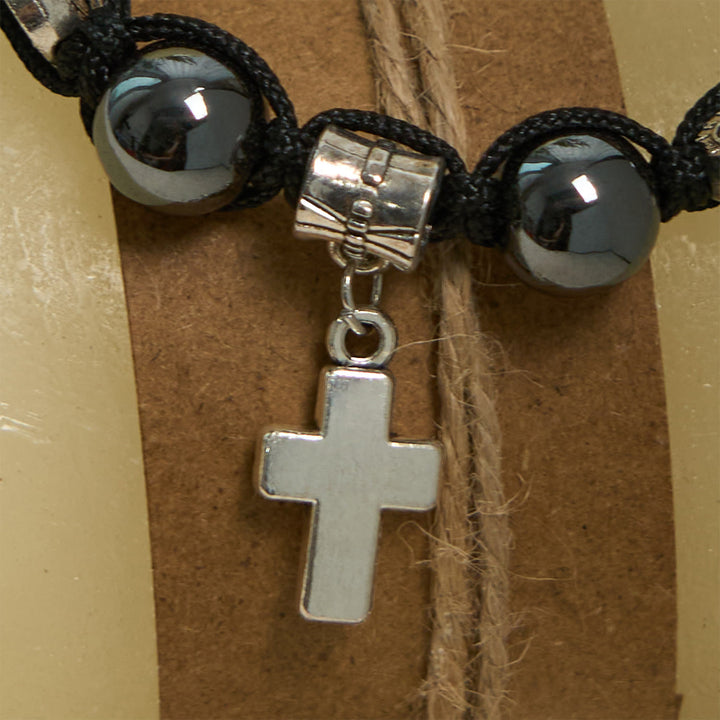 FREE Today: Hematite Bead Bracelet with Cross & St. Benedict: Solemn Reminder of Spiritual Roots