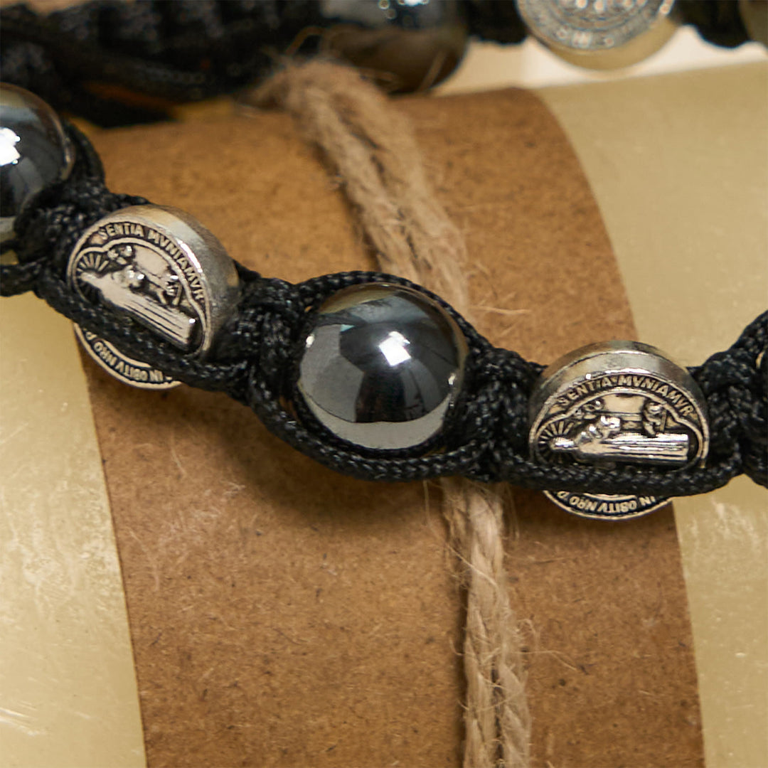 FREE Today: Hematite Bead Bracelet with Cross & St. Benedict: Solemn Reminder of Spiritual Roots