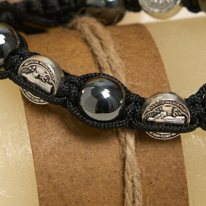 FREE Today: Hematite Bead Bracelet with Cross & St. Benedict: Solemn Reminder of Spiritual Roots