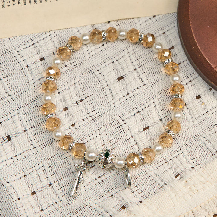 Christianartworkshop Modern Clear Crystal Stretch Braceletwith Crucifix & Miraculous Medal: Contemporary Faith Statement - image 8