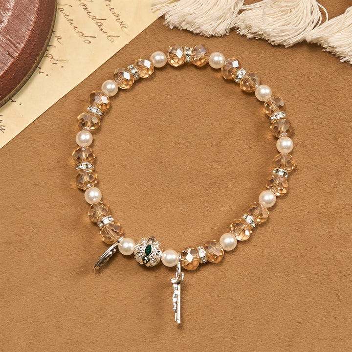 Christianartworkshop Modern Clear Crystal Stretch Braceletwith Crucifix & Miraculous Medal: Contemporary Faith Statement - image 10