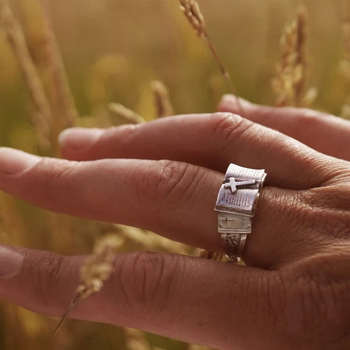 Christianartworkshop 925 Sterling Silver Bible Ring with Cross: A Sacred Companion of Faith - image 3