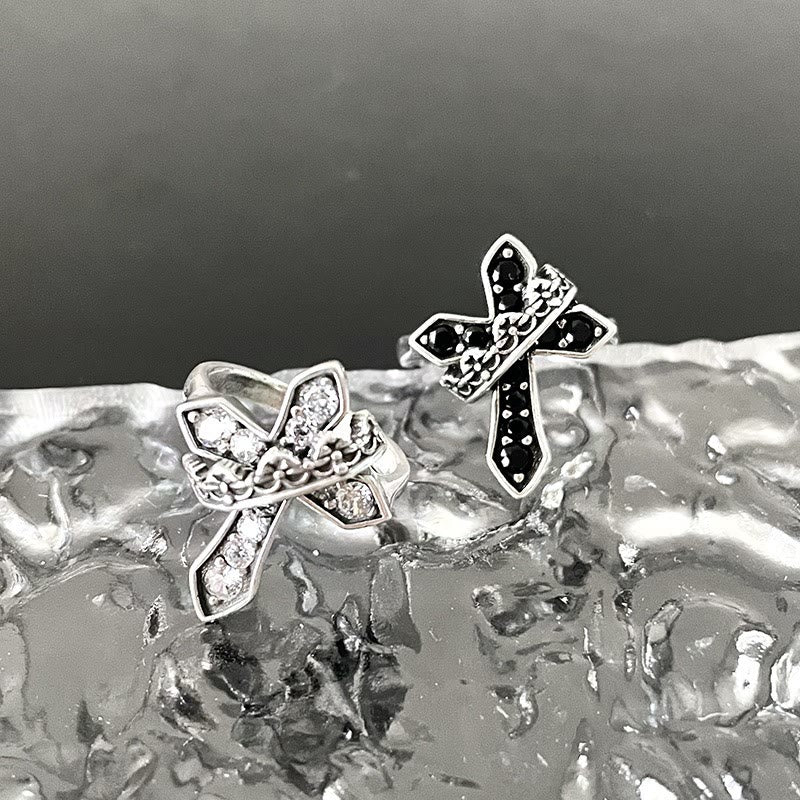 Christianartworkshop 2colors Modern Ring with Cross & Regal Crown: Bold Fusion of Faith and Royalty - Silver(Suitable for US sizes 6.5-7) - image 0