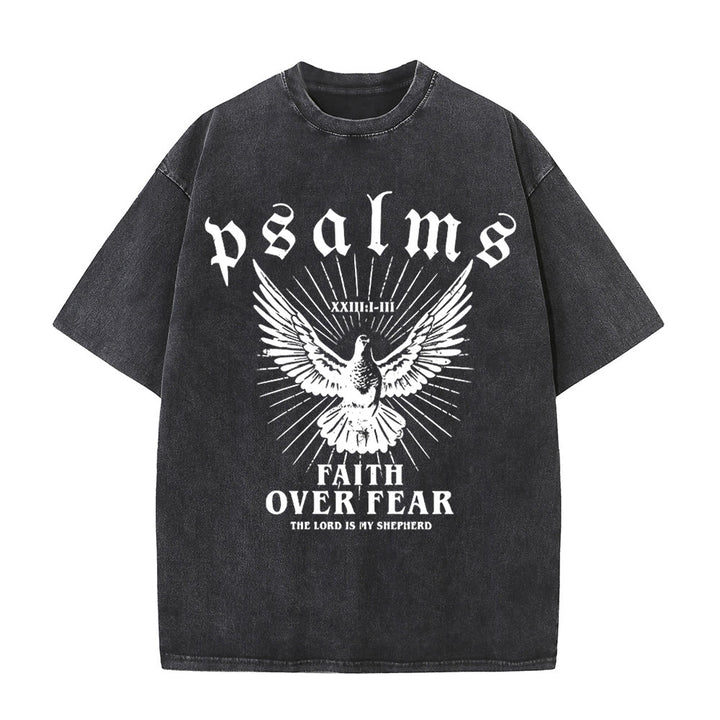 Christianartworkshop Faith Over Fear Christian Unisex Washed T-Shirt - Black - 5XL - image 1