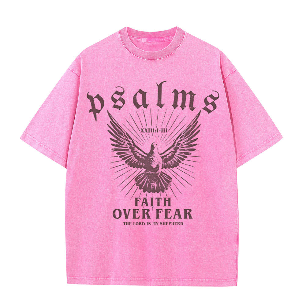 Christianartworkshop Faith Over Fear Christian Unisex Washed T-Shirt - Pink - 5XL - image 12