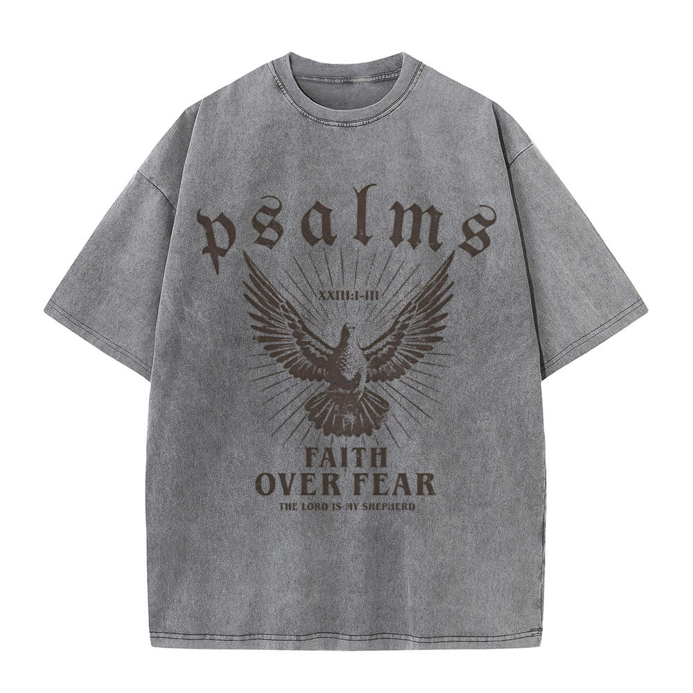 Christianartworkshop Faith Over Fear Christian Unisex Washed T-Shirt - Grey - 5XL - image 7