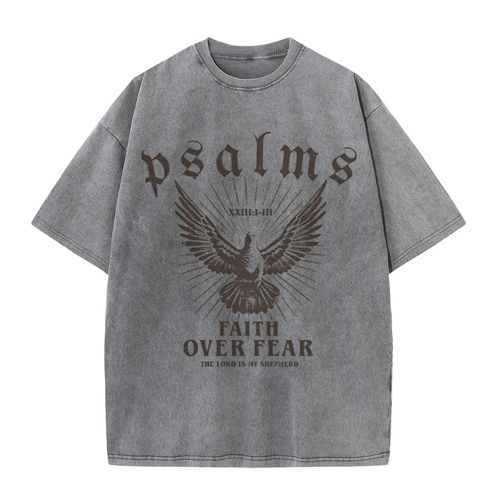 Christianartworkshop Faith Over Fear Christian Unisex Washed T-Shirt - Grey - 5XL - image 7
