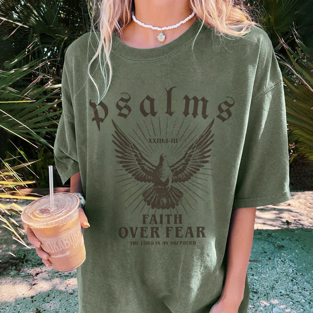 Christianartworkshop Faith Over Fear Christian Unisex Washed T-Shirt - image 5