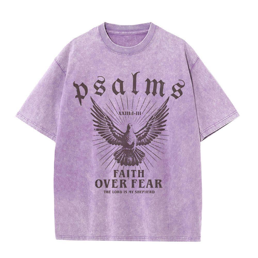 Christianartworkshop Faith Over Fear Christian Unisex Washed T-Shirt - Purple - 5XL - image 8