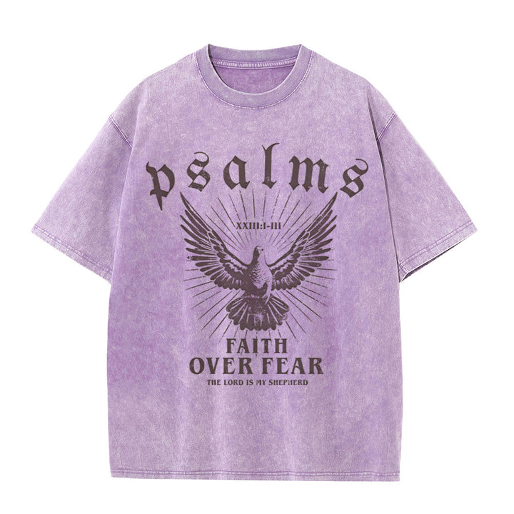 Christianartworkshop Faith Over Fear Christian Unisex Washed T-Shirt - Purple - 5XL - image 8