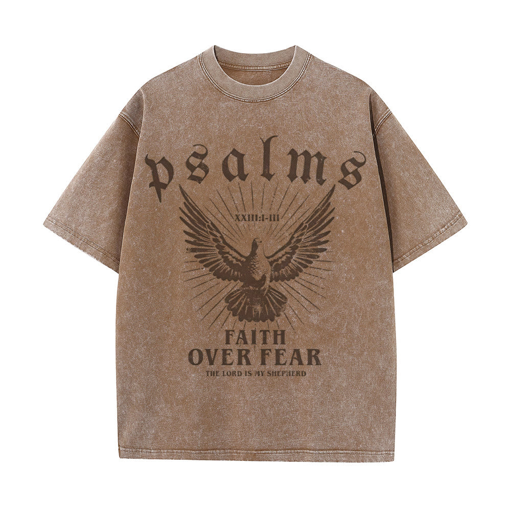 Christianartworkshop Faith Over Fear Christian Unisex Washed T-Shirt - Coffee - 5XL - image 10